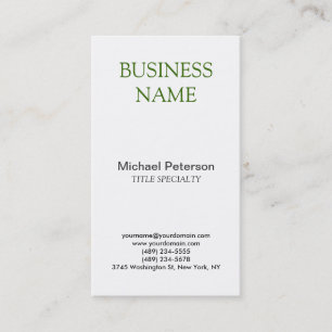 Professional Green White Vertical Business Card