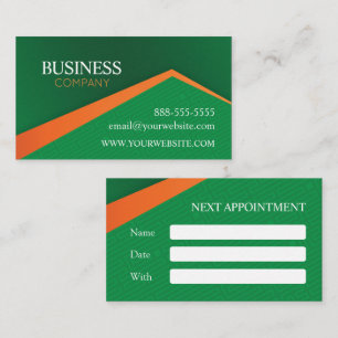 Professional Green with Orange Stripe Appointment Card