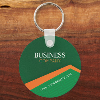 Professional Green with Orange Stripe Corporate Key Ring