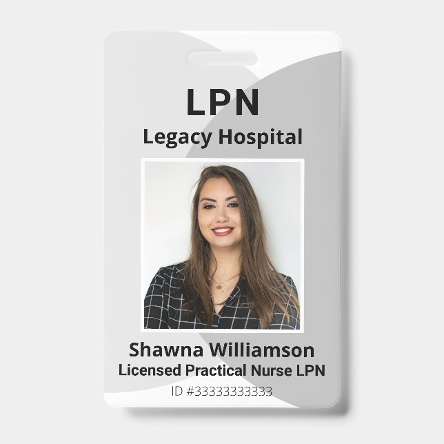 Professional Grey Employee ID Badge with Bar Code (Front)