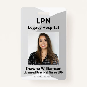 Professional Grey Employee ID Badge with Bar Code