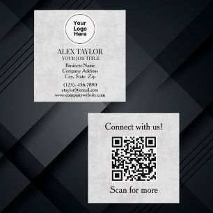 Professional Grey Executive Logo QR Code Square Business Card
