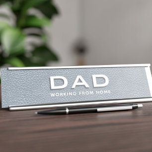 Professional Grey Faux Leather Desk Name Plate