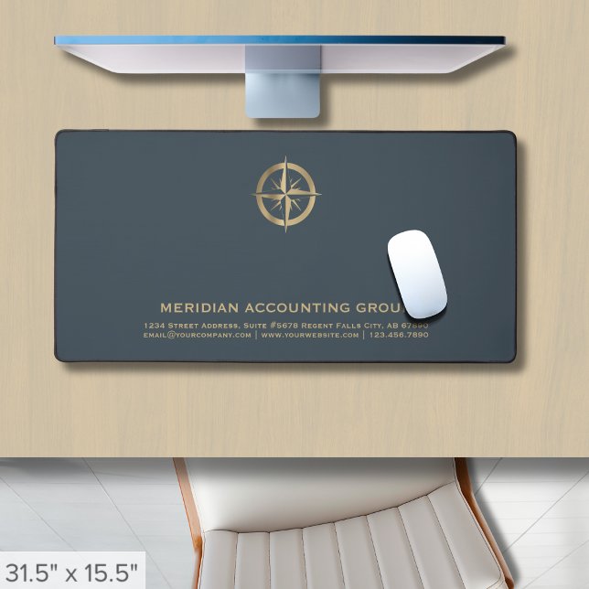 Professional Grey Gold Compass Logo Desk Mat (Creator Uploaded)