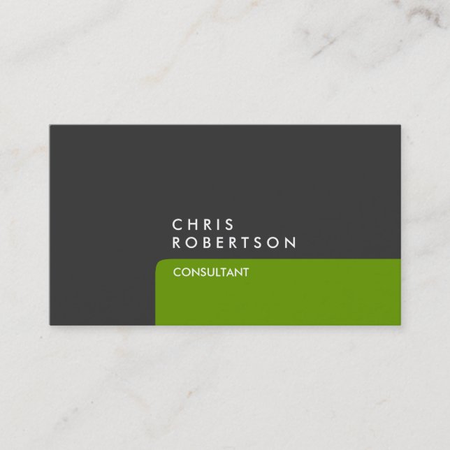 Professional Grey Green Stripe Business Card (Front)