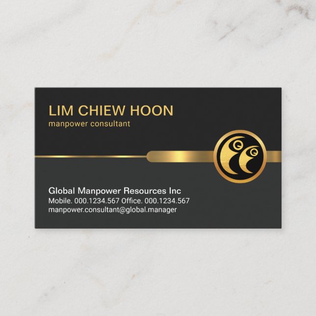 Professional Grey Layers Gold Manpower Business Card (Front)