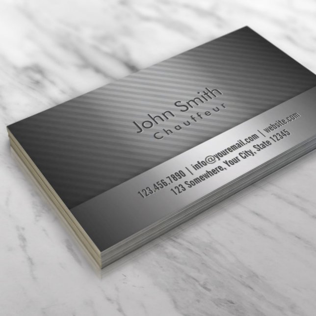 Professional Grey Metal Chauffeur Business Card (Creator Uploaded)