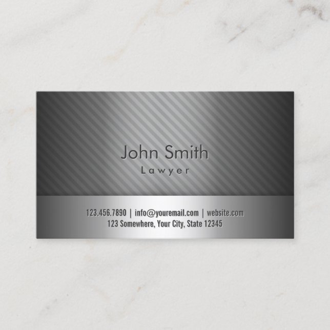 Professional Grey Metal Lawyer Business Card (Front)