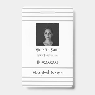 Professional Grey Minimalist Hospital Employee ID Badge