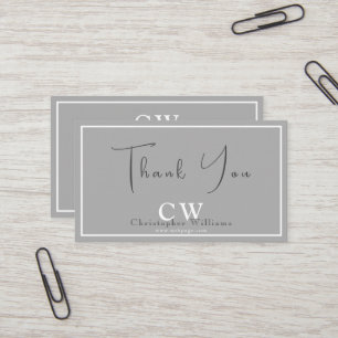 Professional Grey Minimalist Thank You Card