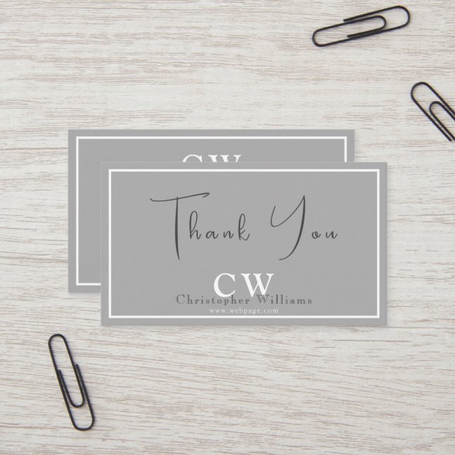 Professional Grey Minimalist Thank You Card (Front/Back In Situ)