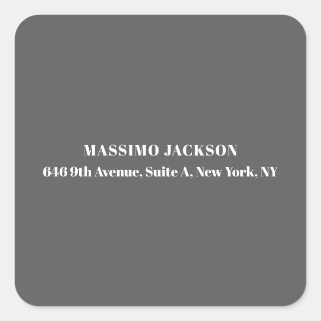 Professional grey modern minimalist add name square sticker (Front)