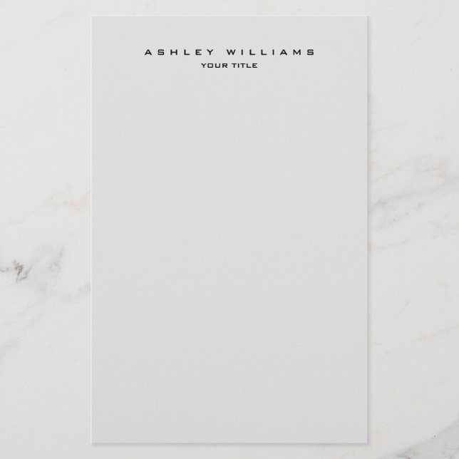 Professional grey modern plain unique stationery (Front)