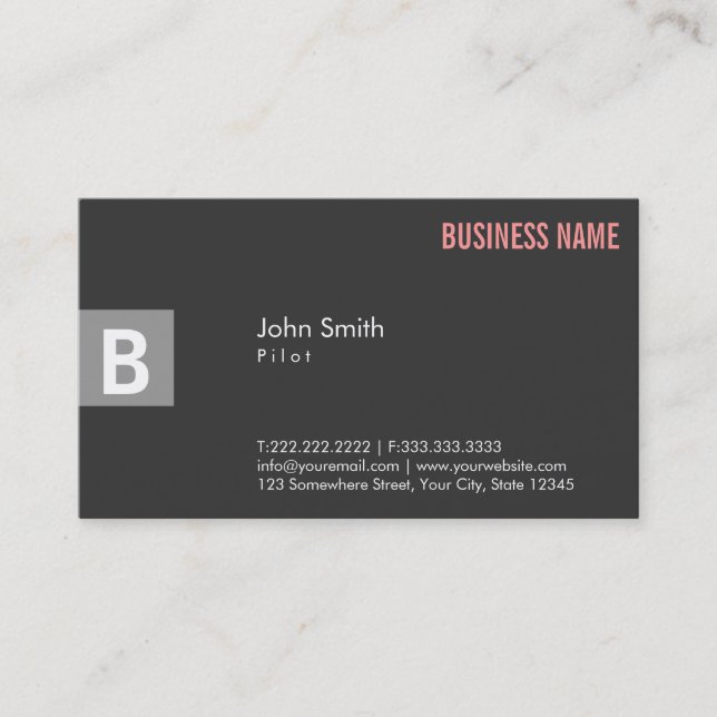 Professional Grey Pilot/Aviator Business Card (Front)