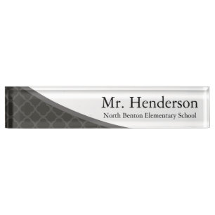 Professional Grey Teacher Nameplate