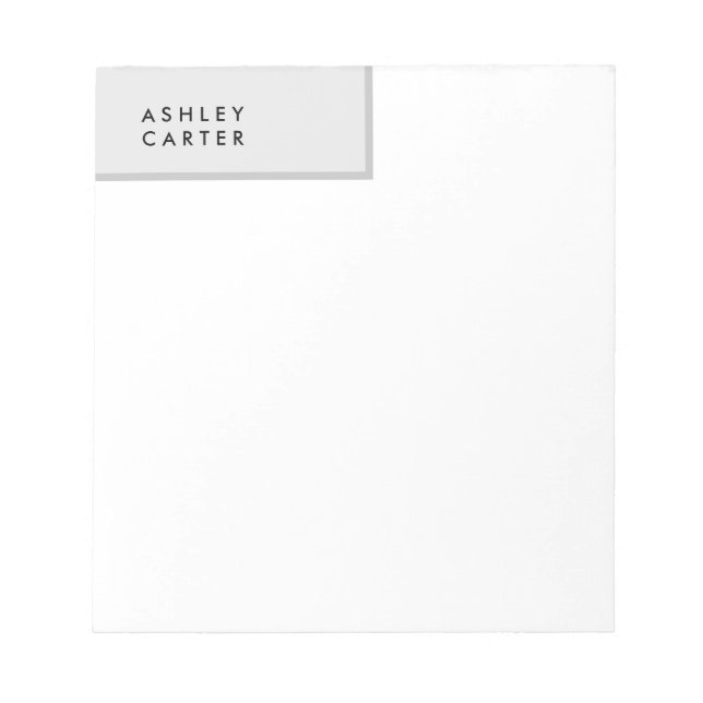 Professional grey white plain minimalist name notepad (Front)