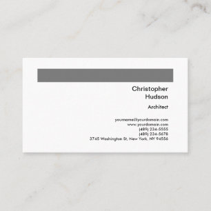 Professional Grey White Simple Plain Architect Business Card