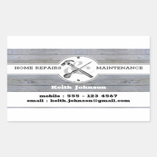 Professional Grey Wood Grain Handyman Construction Rectangular Sticker