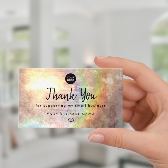 Professional Grunge Pastel Beige Heart Thank You  Business Card (Creator Uploaded)