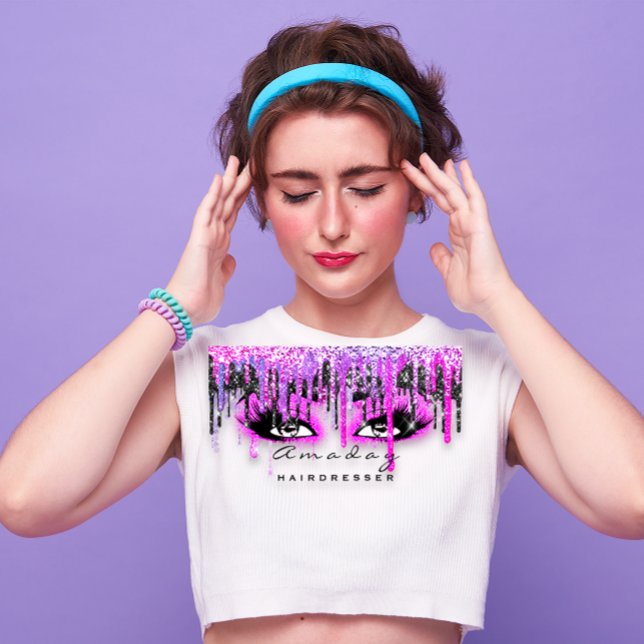 Professional Hair Makeup Beauty Salon Hot Pink Business Card (Leaf Laurel Fern Botanic Green Serpentine White Business Card)