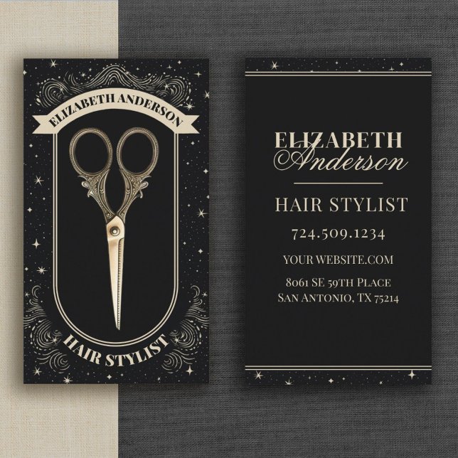 Professional Hair Stylist Beauty Salon Business Card (Elegant and modern hair stylist / hair salon business cards)