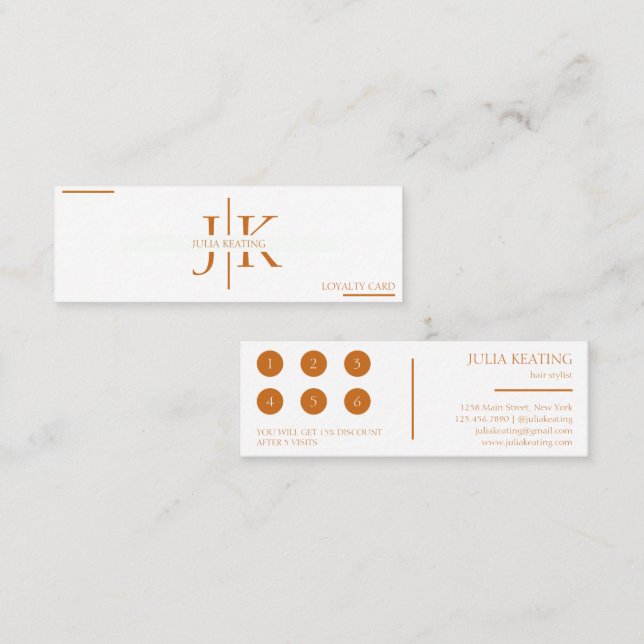 Professional Hair Stylist Modern Minimalist Salon Loyalty Card (Front/Back)
