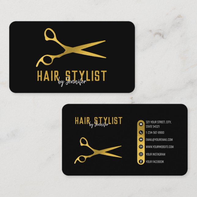 Professional Hair Stylist & Salon Social Media Business Card (Front/Back)