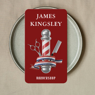 Professional Haircut Barber Pole Modern Barbershop Business Card