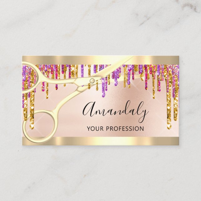 Professional Hairdresser Coiffeur Scissor Rose VIP Business Card (Front)