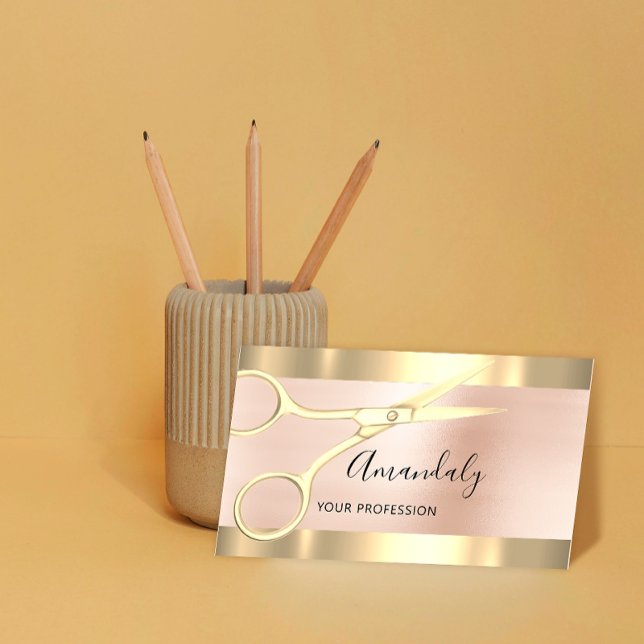 Professional Hairdresser Coiffeur Scissors Rose Business Card (Creator Uploaded)