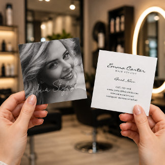 Professional Hairdresser | Minimalist Hair Stylist Square Business Card