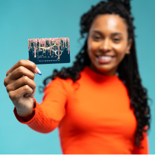 Professional Hairdresser Scissors Rose Blue Gold Business Card