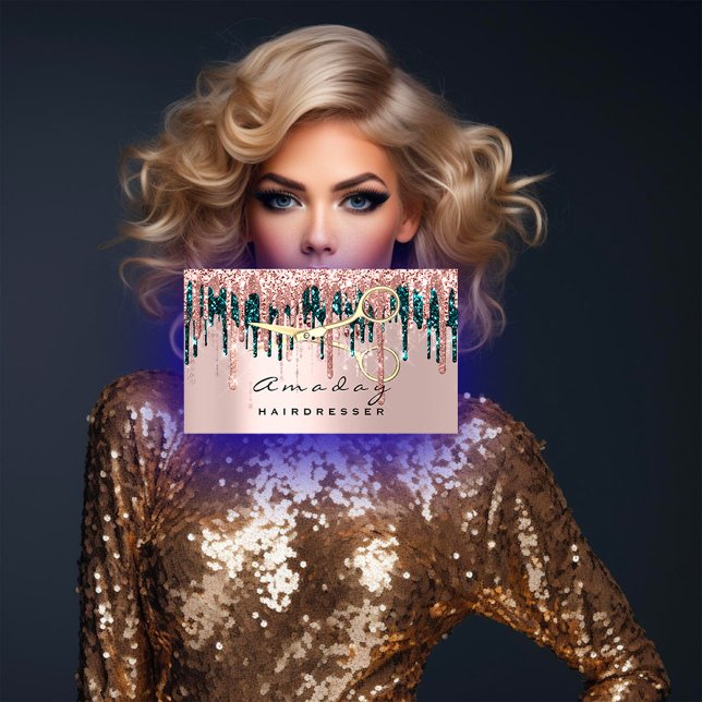 Professional Hairdresser Scissors Rose Drip Gold Business Card (Professional Hairdresser Scissors Rose Drip Gold Business Card)