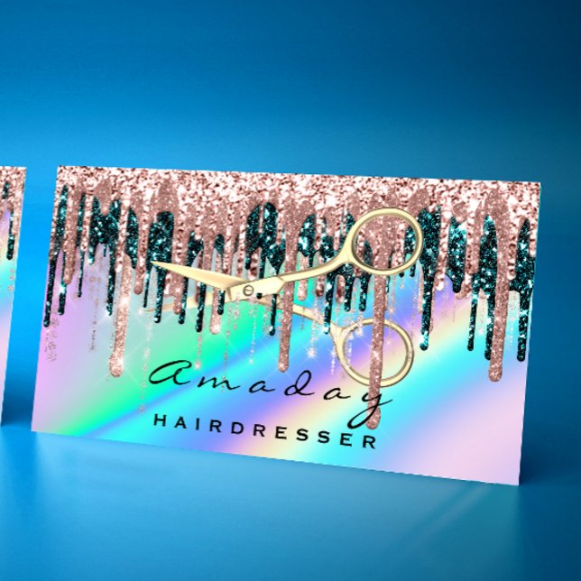 Professional Hairdresser Scissors Rose Holograph Business Card (Professional Hairdresser Scissors Rose Holograph Business Card)
