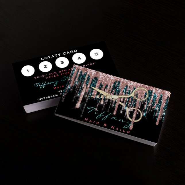 Professional Hairdresser Scissors Rose Loyalty Business Card (Creator Uploaded)