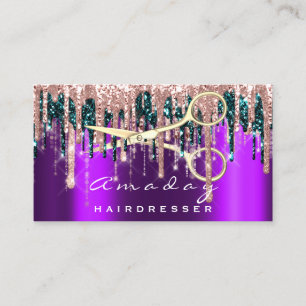 Professional Hairdresser Scissors Rose Purple Business Card