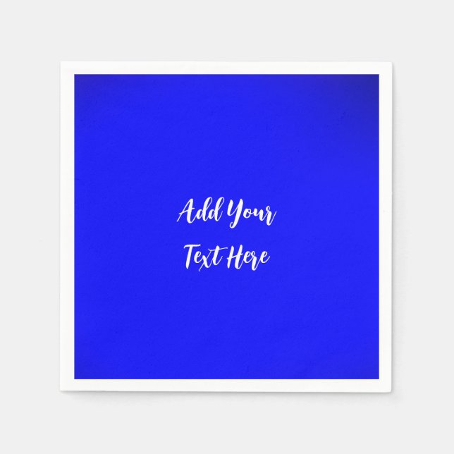 Professional handwriting add text modern blue napkin (Front)
