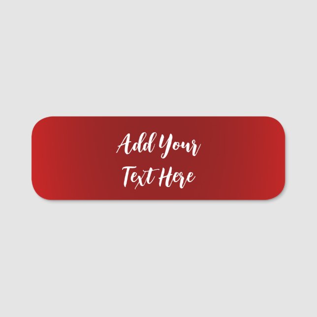 Professional handwriting add text modern red name tag (Front)