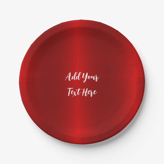 Professional handwriting add text modern red paper plate (Front)