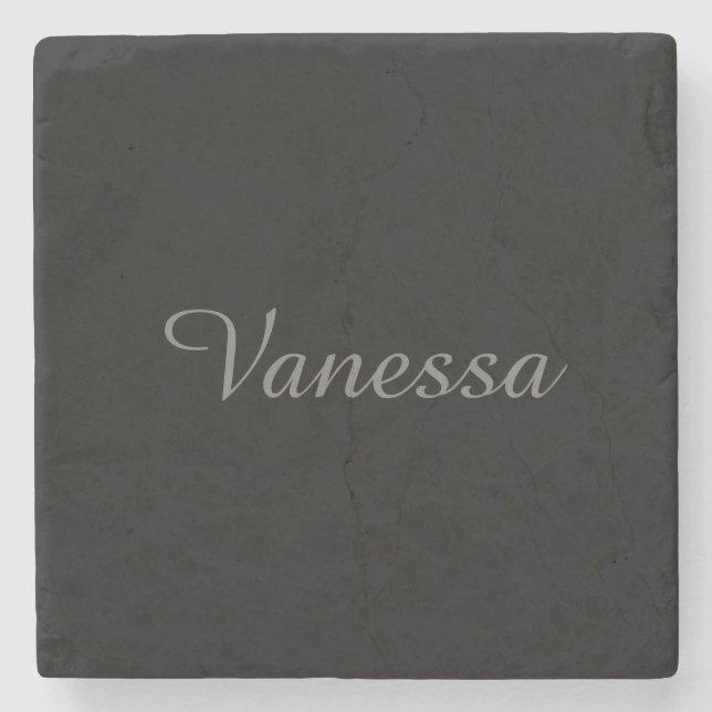 Professional handwriting name custom black stone coaster (Front)