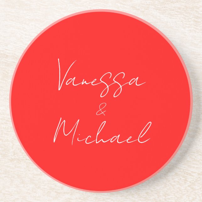 Professional handwriting name custom wedding coaster (Front)