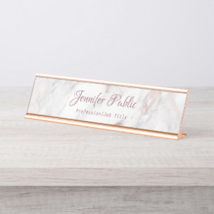 Professional Handwritten Script Elegant Rose Gold Desk Name Plate