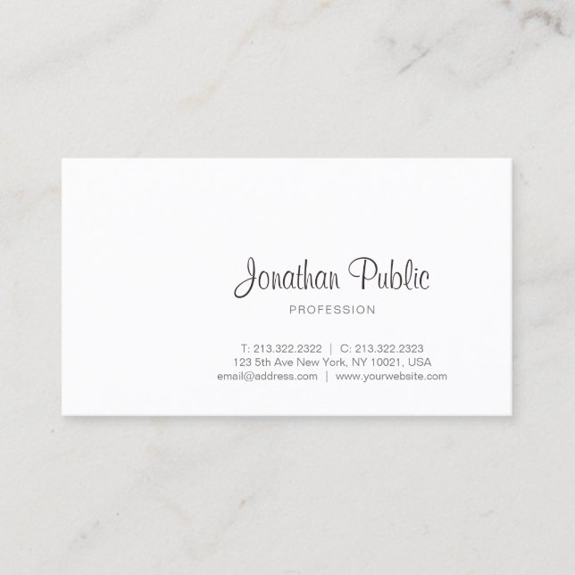 Professional Handwritten Script Modern Elegant Business Card (Front)