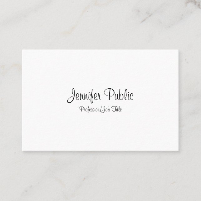 Professional Handwritten Script Modern Sleek Plain Business Card (Front)