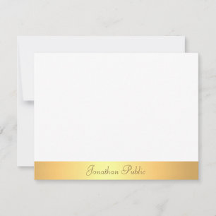 Professional Handwritten Script Text Gold White Card