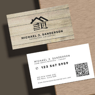 Professional handyman carpenter tools wood business card