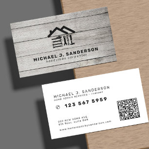 Professional handyman carpenter tools wood business card