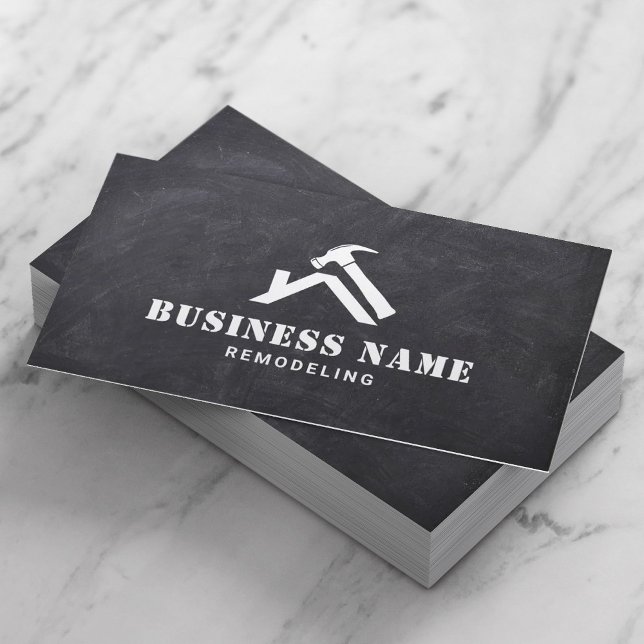 Professional Handyman Contractor Chalkboard Business Card (Creator Uploaded)