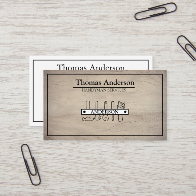 Professional Handyman Home Repair Business Custom  Business Card (Front/Back In Situ)