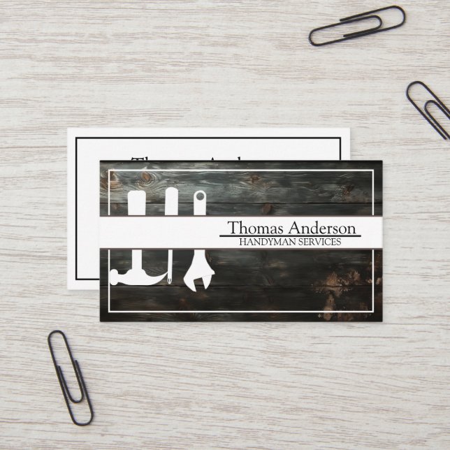 Professional Handyman Home Repair Business Custom  Business Card (Front/Back In Situ)